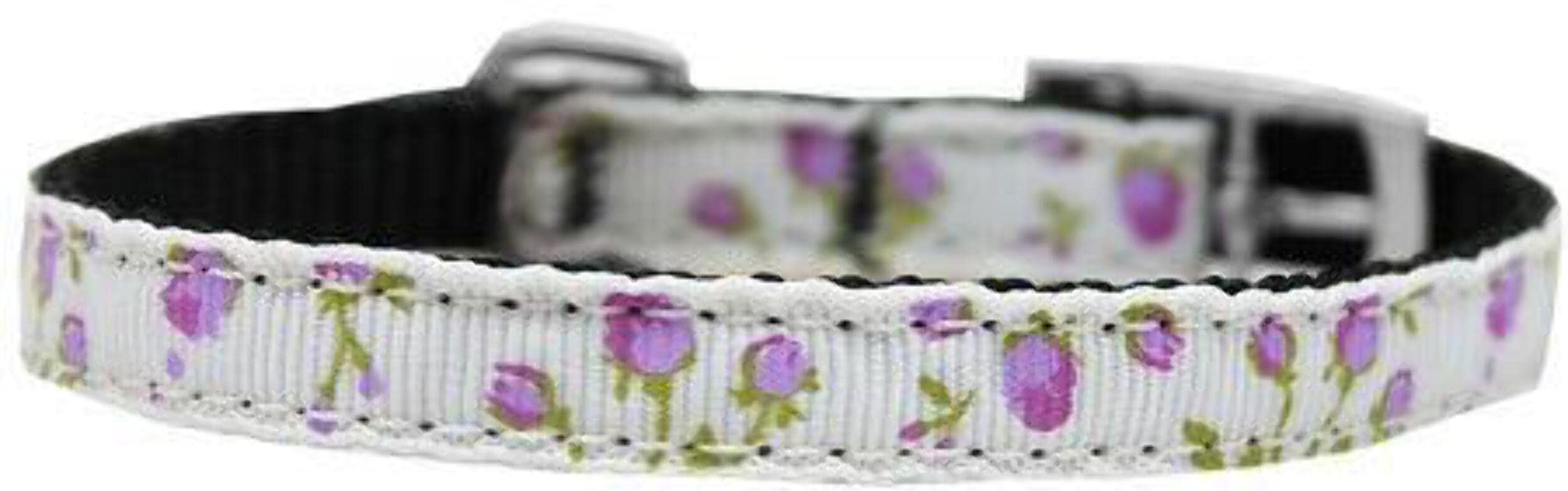 Mirage Pet Products Roses 3/8&quot; Nylon Dog Collar with Classic Buckle, Size 14, Blue