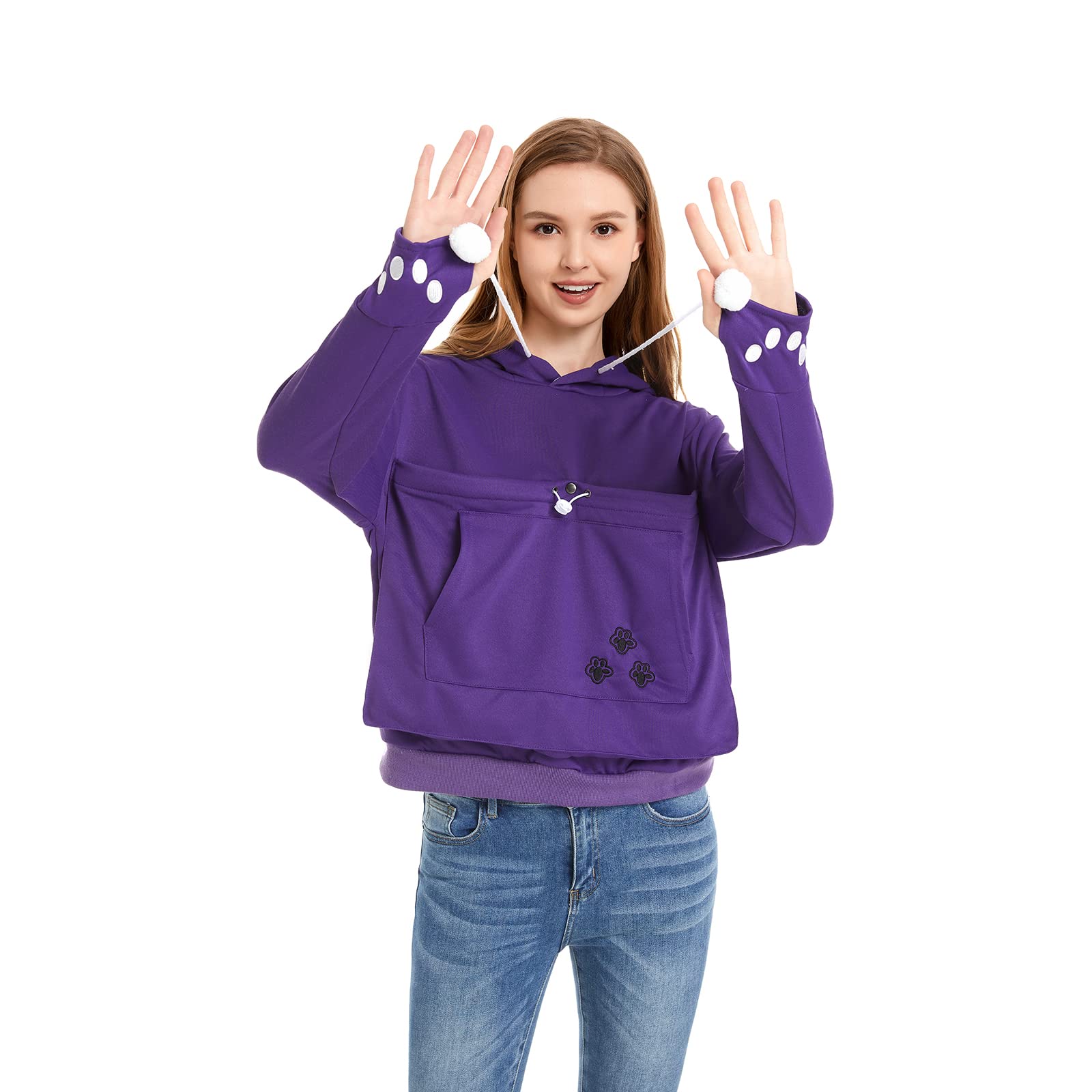 Unisex Big Pouch Hoodie Long Sleeve Pet Dog Holder Carrier Sweatshirt (Violet, Xl)