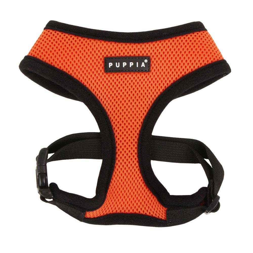 Puppia Soft Dog Harness No Choke Over-The-Head Triple Layered Breathable Mesh Adjustable Chest Belt And Quick-Release Buckle, Or
