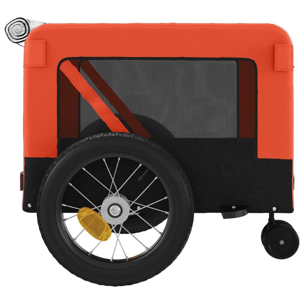 Vidaxl Pet Bike Trailer & Carrier With Iron Frame, Oxford Fabric And Pvc Cover - Versatile And Durable In Orange And Black