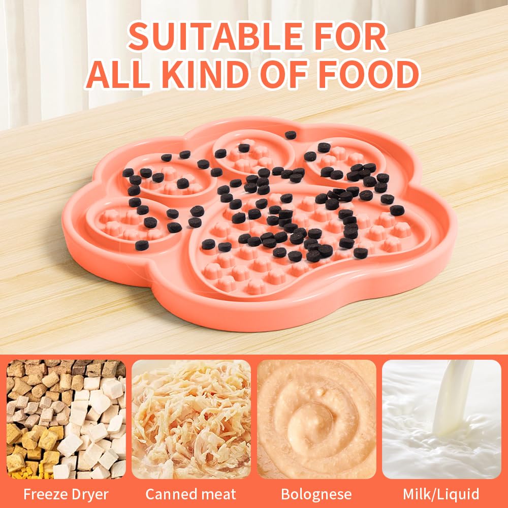 Ceramic Slow Feeder for Dogs & Cats, Lick Mat and Puzzle Feeder Cat Dish Slow for Anxiety Relief, Interactive Treats, and Wet Fo