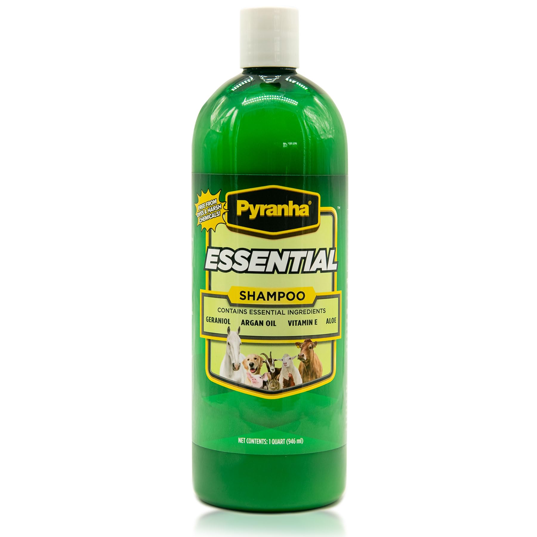 PYRANHA Essential Shampoo - Cleaning Refreshing Product for Horse, Dog, Cat & Show Animals with Coconut & Argan Oil, Geraniol, A