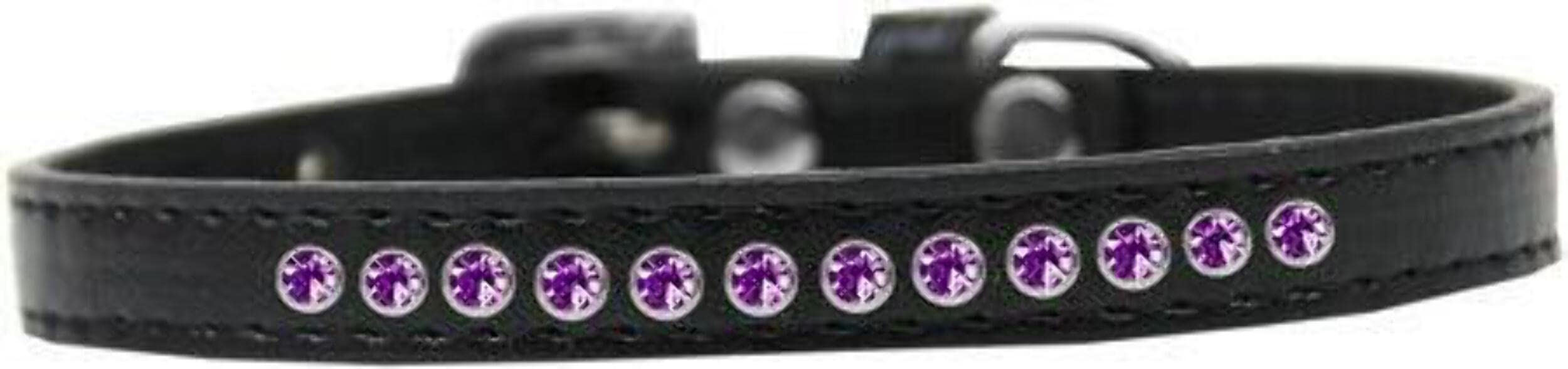 Mirage Pet Products Purple Crystal Black Puppy Dog Collar, Size 14