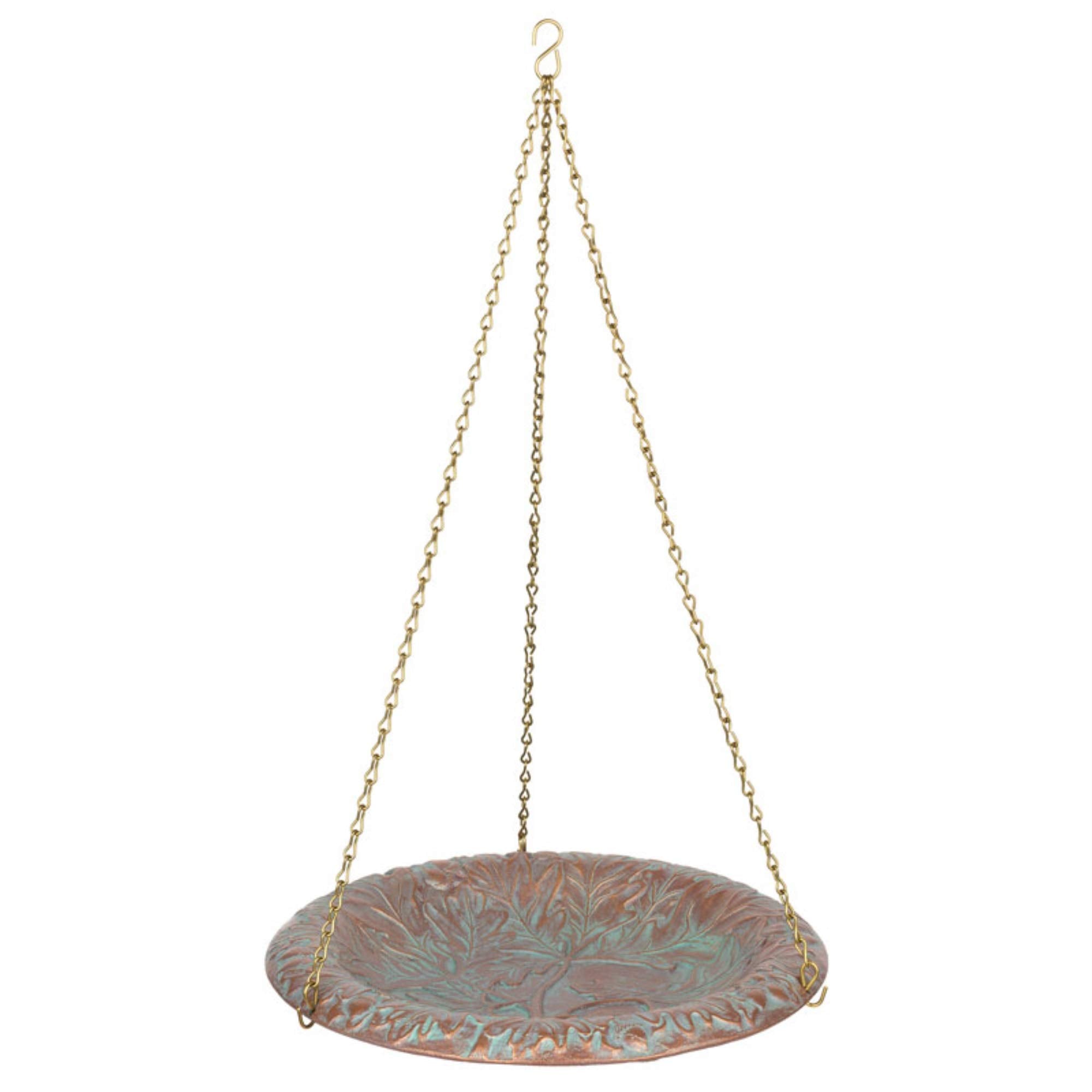 Whitehall Products 193 Oakleaf Hanging birdbath, Copper Verdi