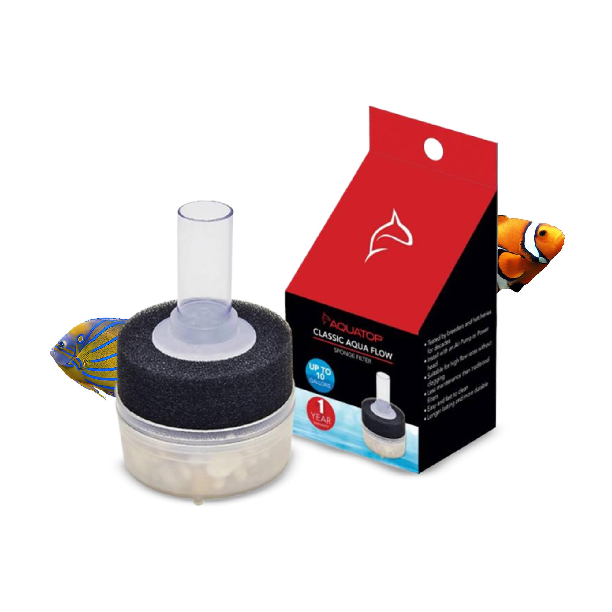 Aquatop Internal Sponge Filter for Aquariums - for Tanks Up to 10 Gallons, Easy to Clean and Maintain, Economical and Durable Fi