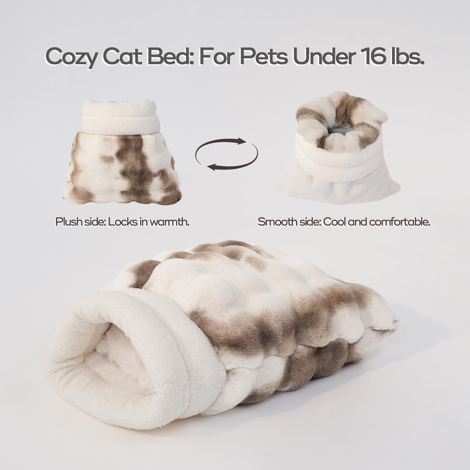 Somahe Cat Sleeping Bags For Indoor Cats Self Warming Cat Bed Fits Up To 15 Lbs Pets Soft Plush Warm Bed 360 Wrap Bag Washable C