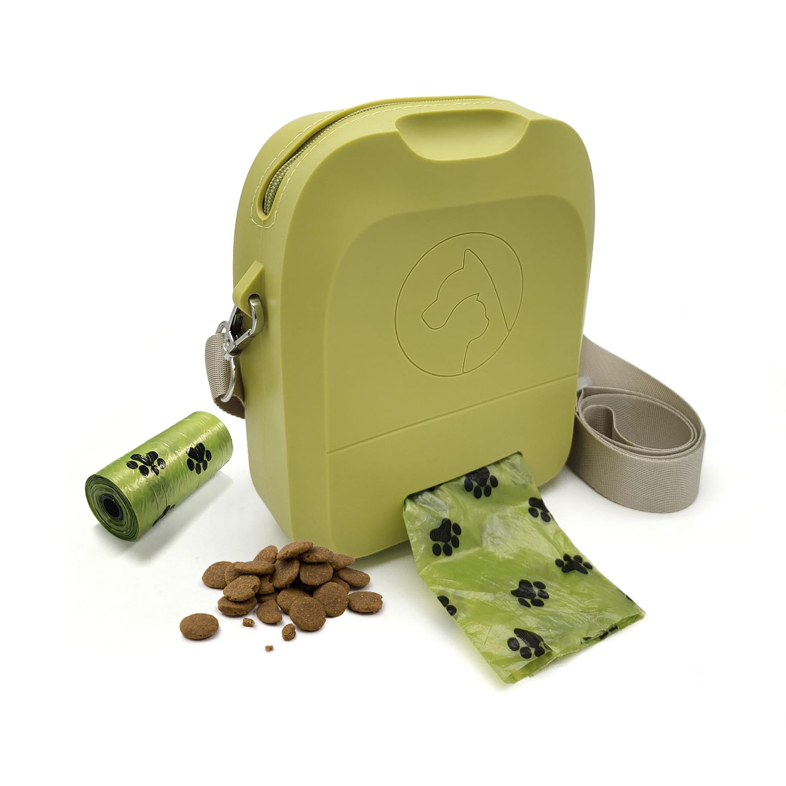 Shelinc Silicone Dog Treat Pouch Poop Bag Dispenser, Zipper Closure and Shoulder Strap Design,Dog Training Treat Bag, Puppy Trai