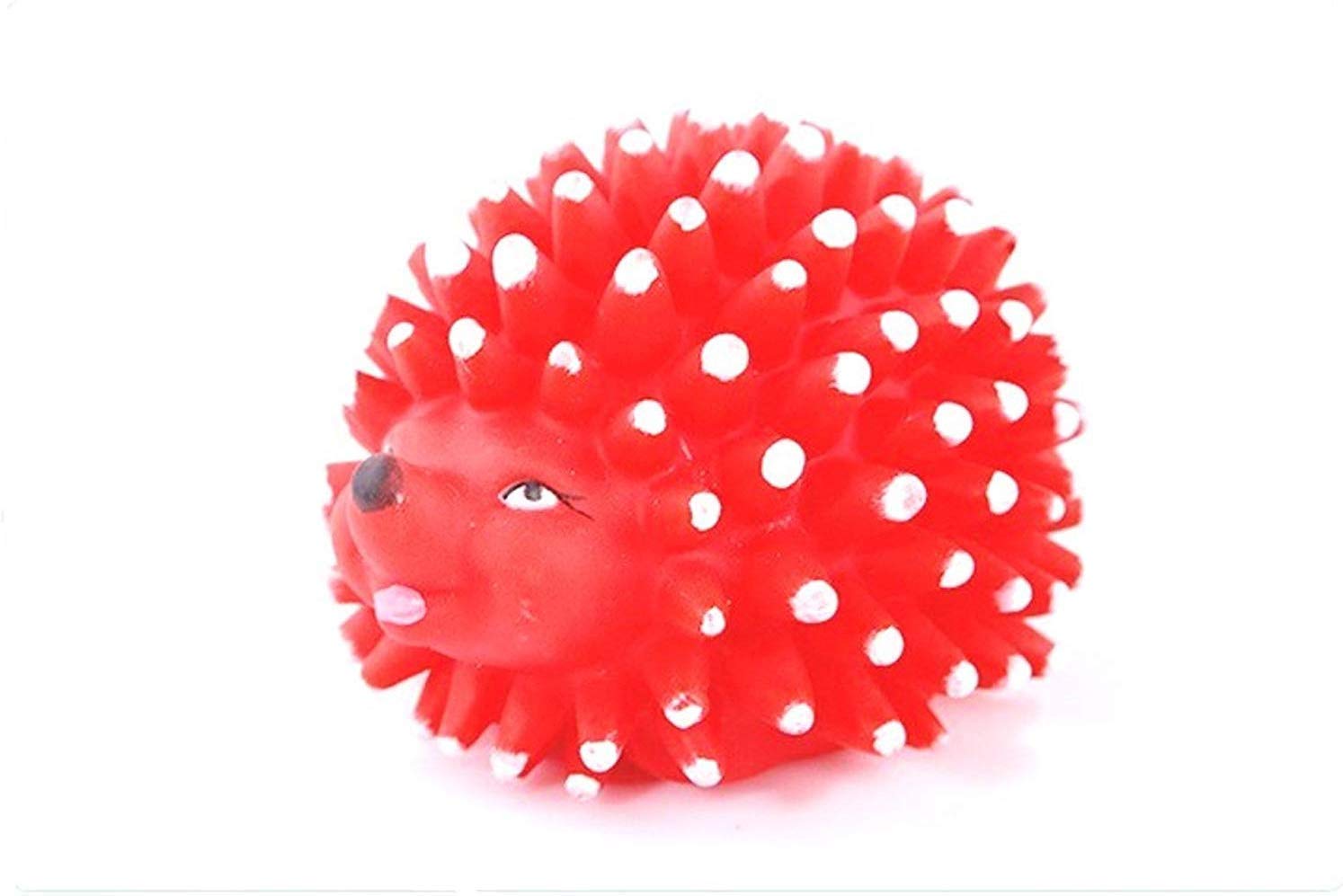 Psk Pet Mart Natural Rubber Vinyl Cute Colorful Hedgehog Squeaky Toy For Puppy Dog (Red)