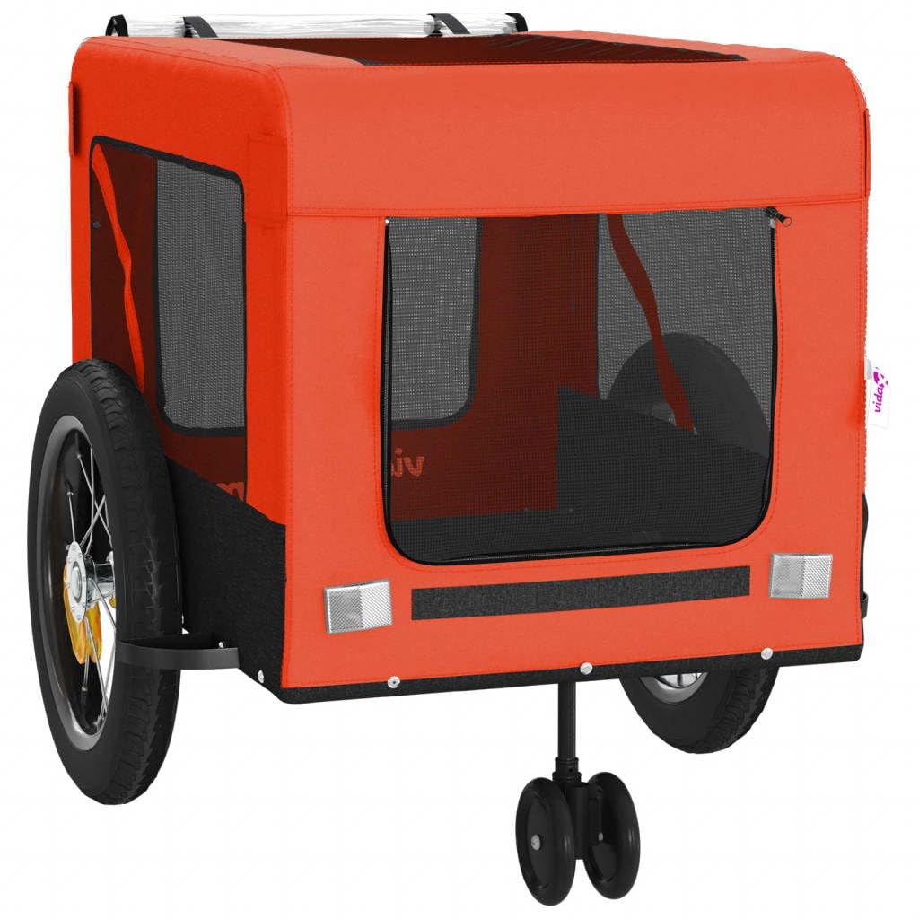 Vidaxl Pet Bike Trailer & Carrier With Iron Frame, Oxford Fabric And Pvc Cover - Versatile And Durable In Orange And Black