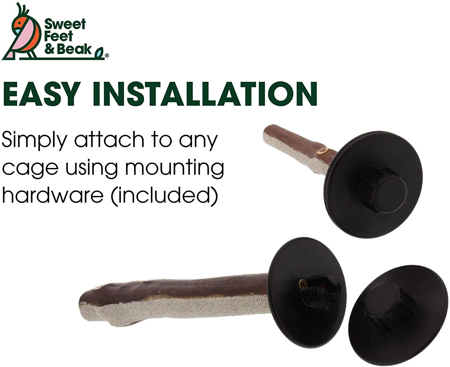 Sweet Feet And Beak Superoost Manzanita Pumice Pedicure Perch- Easy To Install Bird Cage Accessories For Healthy Feet, Nails And Beak - Natural Bird Perches Imitates Birds' Life In The Wild - Xs 8'