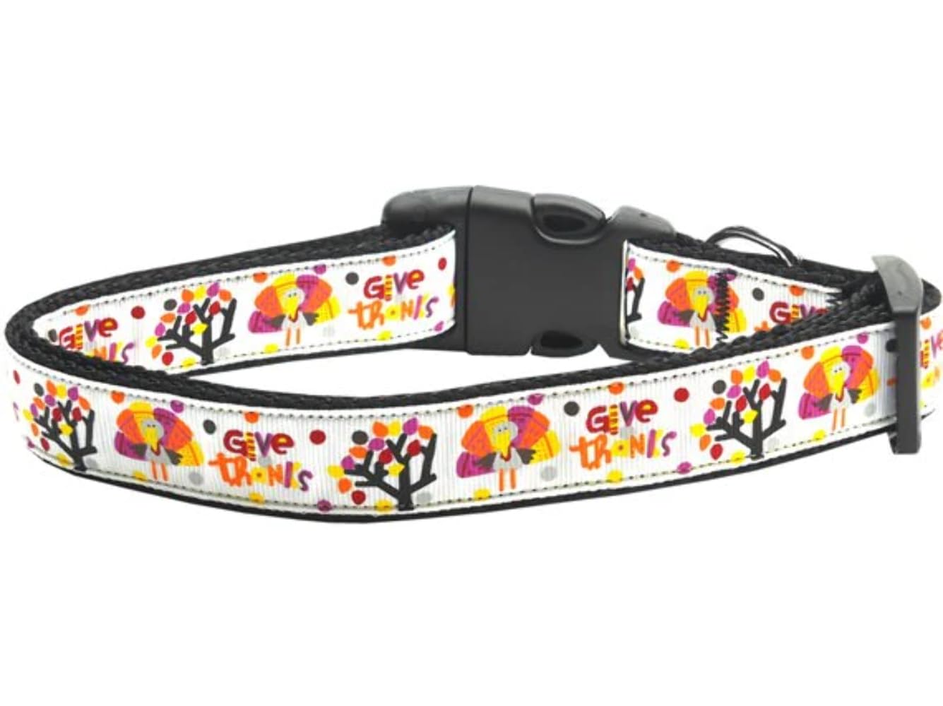 Thanksgiving Pet Dog & Cat Nylon Collar or Leash, "Give Thanks" 3/8" w x 4 ft. leash