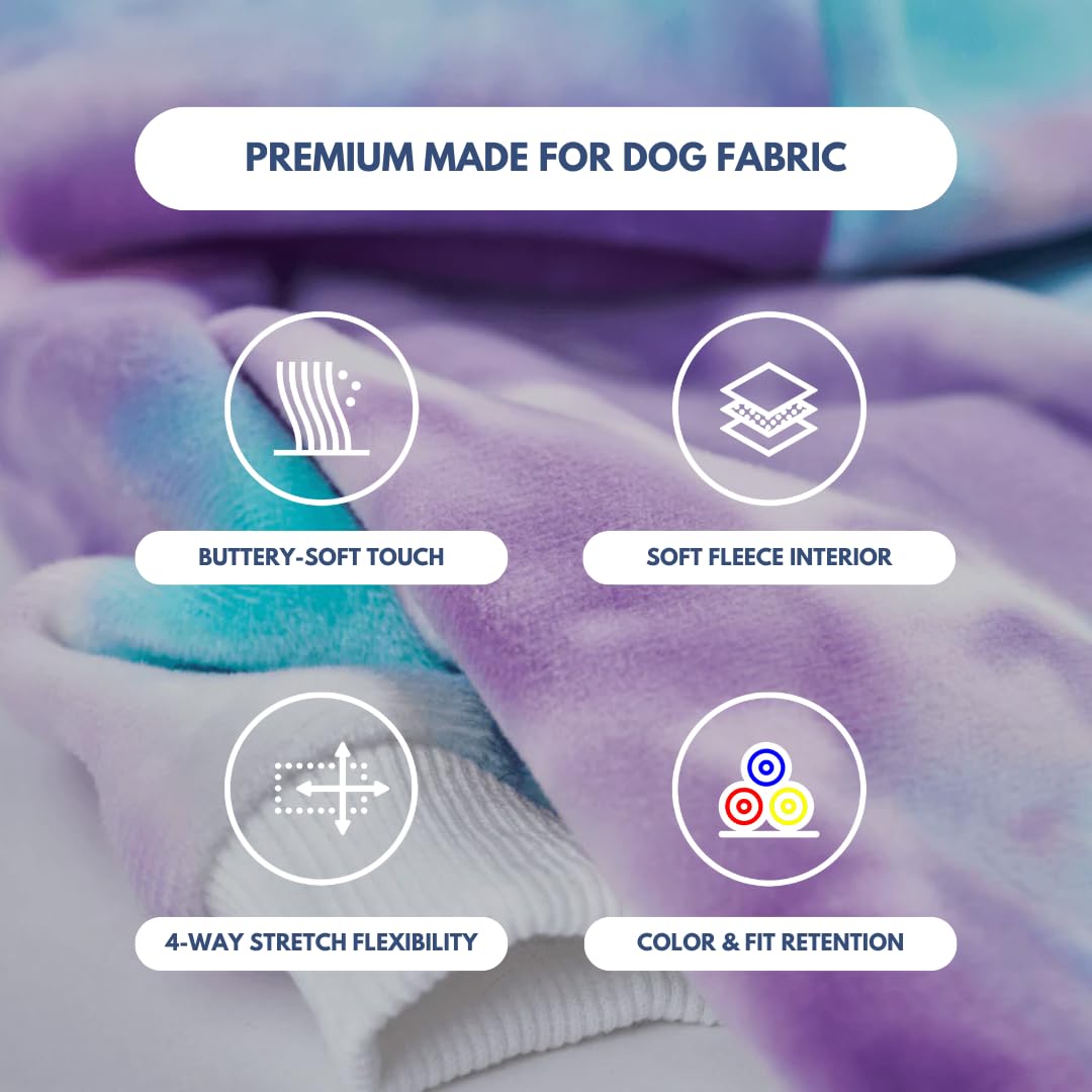 Spark Paws Dog Hoodie - Premium Quality, Buttery Soft, Superior Comfort And Fit, Calming Fleece Interior, Suitable For All Breeds - 90S Retro Sky Dye - L
