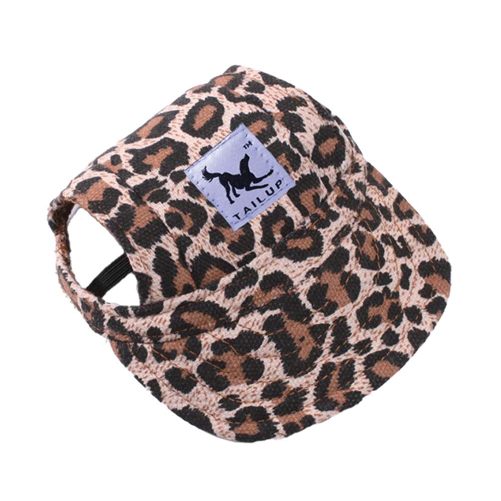 Leconpet Baseball Caps Hats With Neck Strap Adjustable Comfortable Ear Holes For Small Medium And Large Dogs In Outdoor Sun Protection (Xl, Leopard)