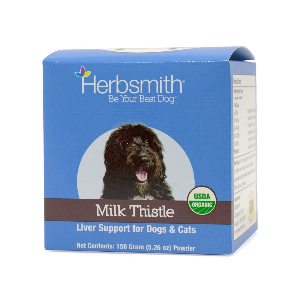 Herbsmith Organic Milk Thistle for Dogs and Cats - Liver Supplement for Dogs & Cats - Made in USA - 150g Powder