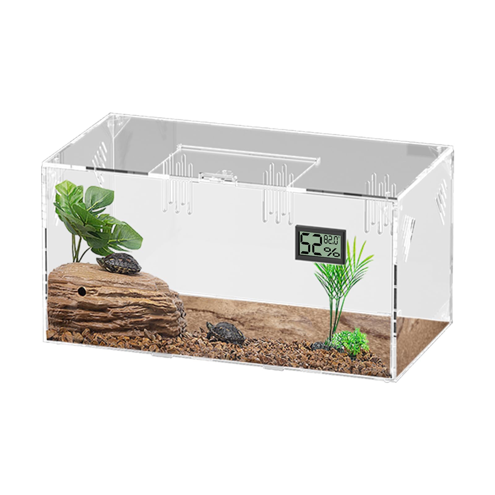 Giznzg Acrylic Tarantula Enclosure, Reptile Terrarium Breeding Tank w/Temperature Hygrometer,Habitat Reptiles Feeding Box Isopod