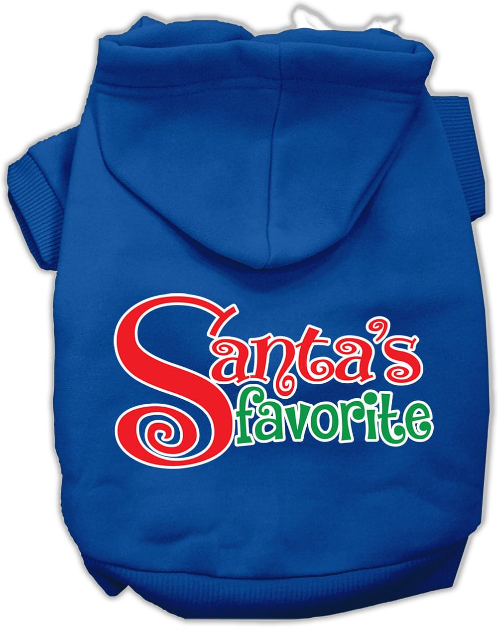 Christmas Pet, Dog & Cat Hoodie Screen Printed, 'Santa'S Favorite' Blue Xl (14-20 Lbs.)