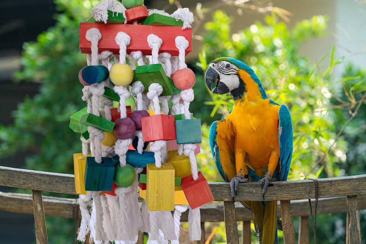 Tanoma Extra Large Parrot Bird Toys For Macaws, Amazon Parrots, African Grey- Birds Cage Accessories