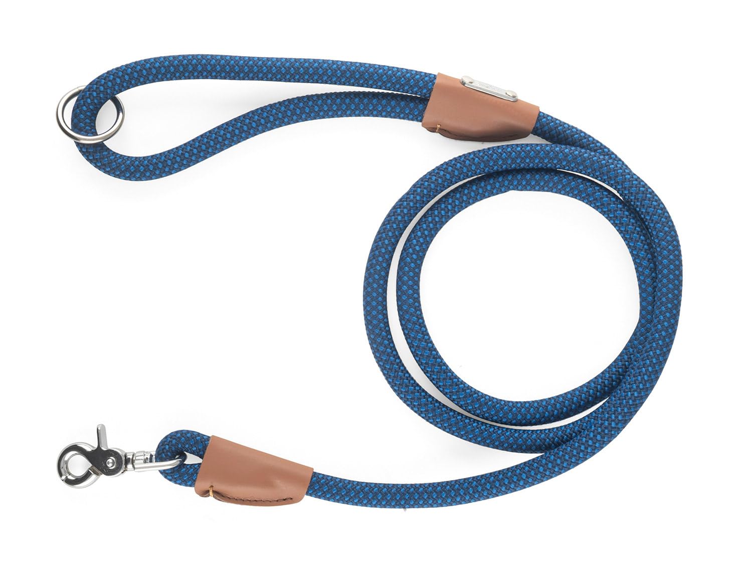 Zippypaws Mod Essential Dog Leash, Durable Rope Leash With Leather Accents, 5 Ft Long, Navy