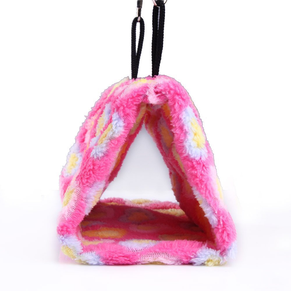 Vktech® Plush Snuggle Bird Hammock Hanging Snuggle Cave Happy Hut Bird Parrot Hideaway Size M (23.5 * 22Cm) (Pink)