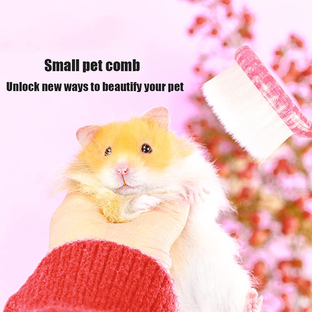 Woledoe 2Pcs Hamster Brush And Comb, Fit Guinea Pig, Ferrets, Rats, Chinchilla, Bunny - Pink