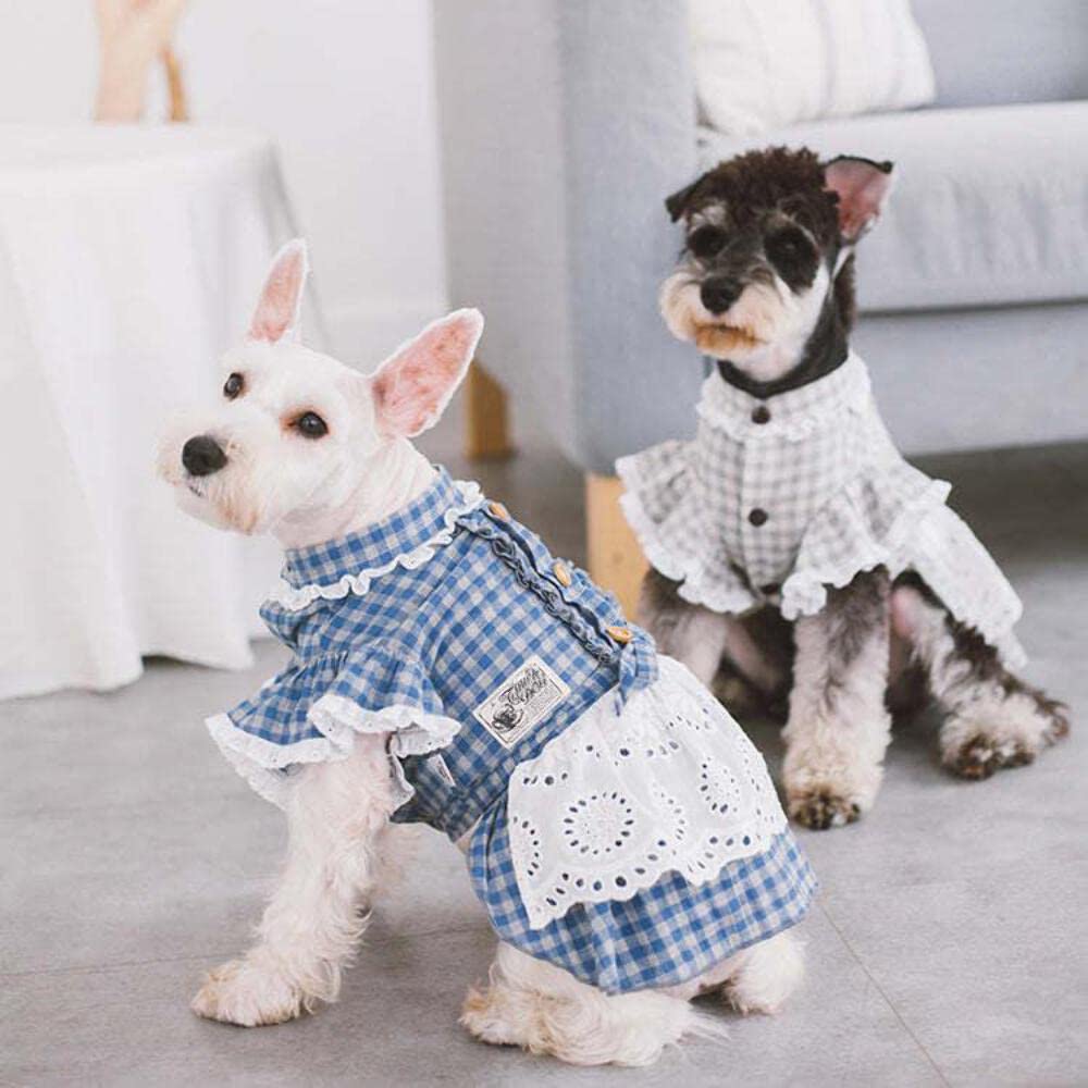 Touchdog 'I Love Poochi' Classical Fashion Plaid Dog Dress, Large, Grey