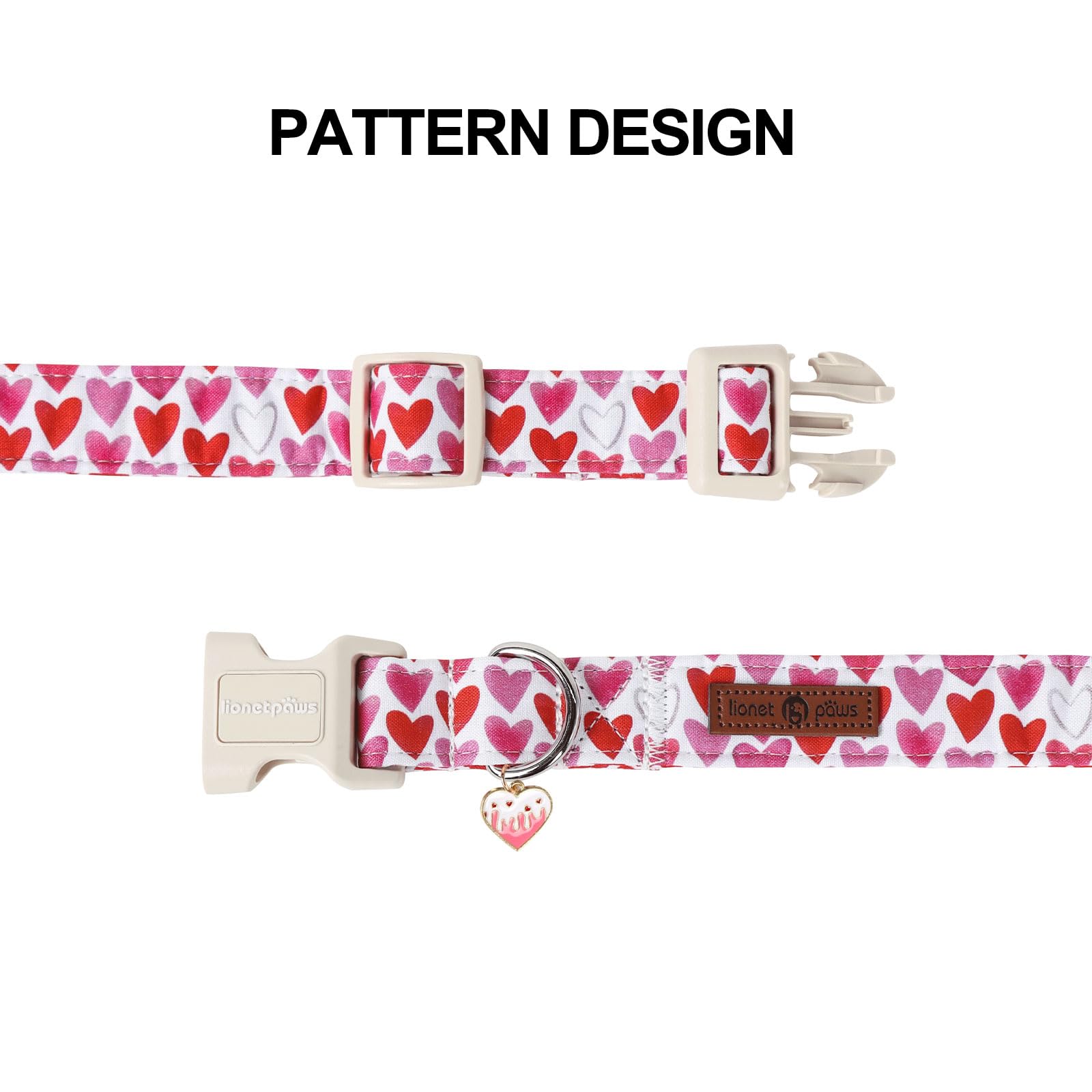 Lionet Paws Valentine'S Dog Collar- Cute Love Heart Dog Collars With Plastic Buckle, Light Adjustable Dog Collars For Small Dogs
