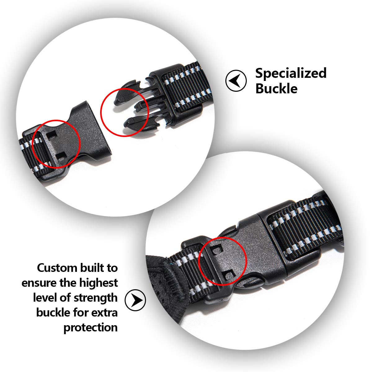 Phoepet 2019 Upgraded No Pull Dog Harness, Reflective Adjustable Vest, With A Training Handle + 2 Metal Leash Hooks+ 3 Snap Buckles +4 Slide Buckles(Xs, Black)