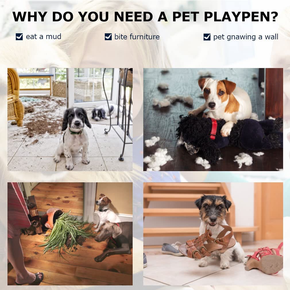 Dog Crate Cage For Large Dogs Heavy Duty 48 Inches Dog Kennel Pet Playpen For Training Indoor Outdoor With Plastic Tray Double Doors & Locks Design