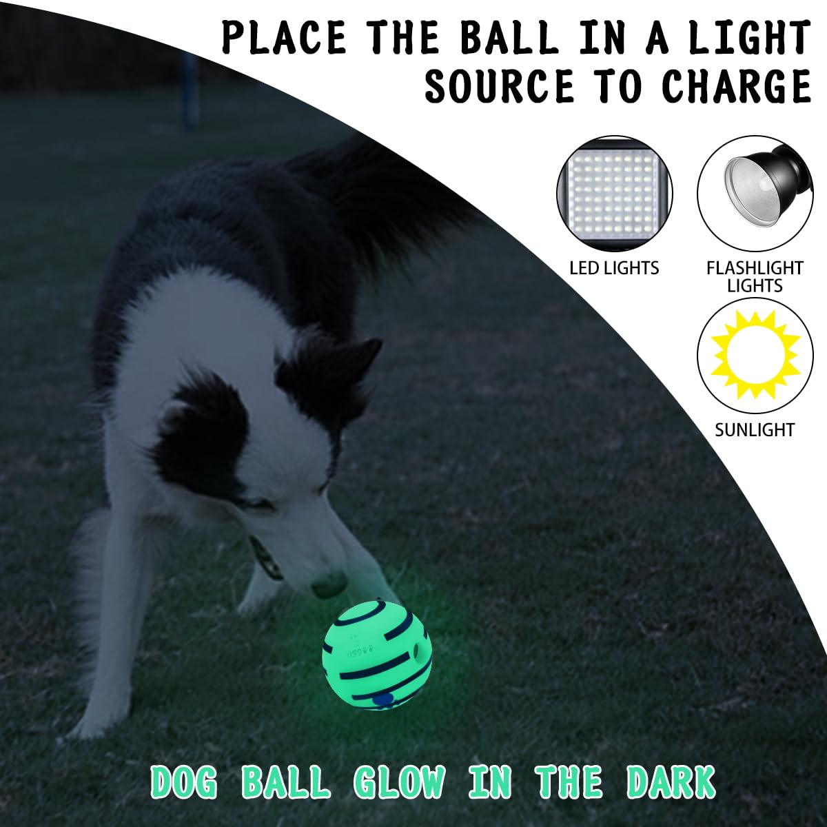 Hyq Glowing Interactive Dog Toy Ball - Squeaky For Small, Medium, Large Dogs And Puppies - Keeps Them Busy (Glow Ball, 2.75 Inch