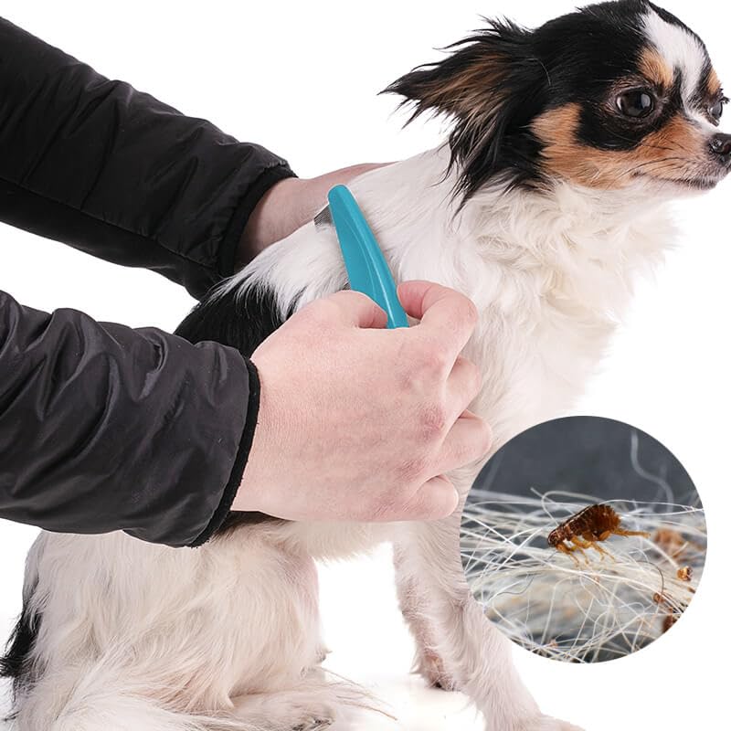 Lltgmv Flea Comb With Rubber Handle, Flea And Tick Comb For Dogs & Cats, Dog Comb For Grooming