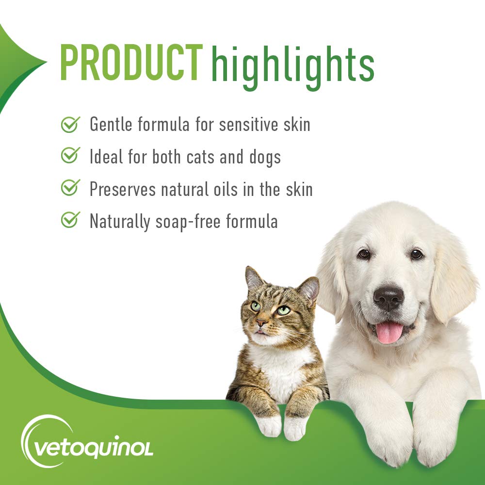 Vetoquinol Aloe & Oatmeal Shampoo - Gentle, Moisturizing Formula With Coconut Scent For Dogs & Cats, 16Oz