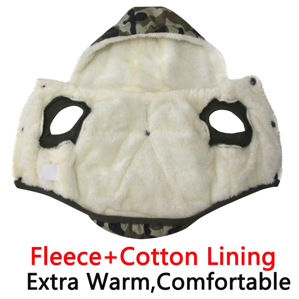 Vecomfy Fleece Lining Extra Warm Dog Hoodie In Winter For Small Dogs Jacket Puppy Coats With Hooded,Green Camo M