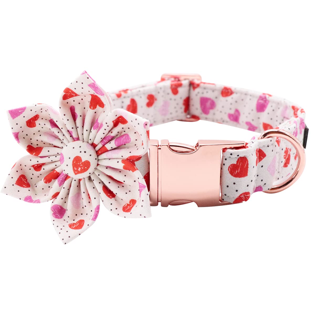 Lionet Paws Valentine‘S Day Dog Collar With Flower, Soft And Comfortable, Adjustable Collar For Large Dogs Girl, Neck 16-24 Inches