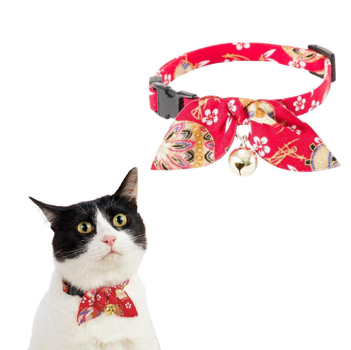 Necoichi Kimono Ribbon Cat Collar (Red)