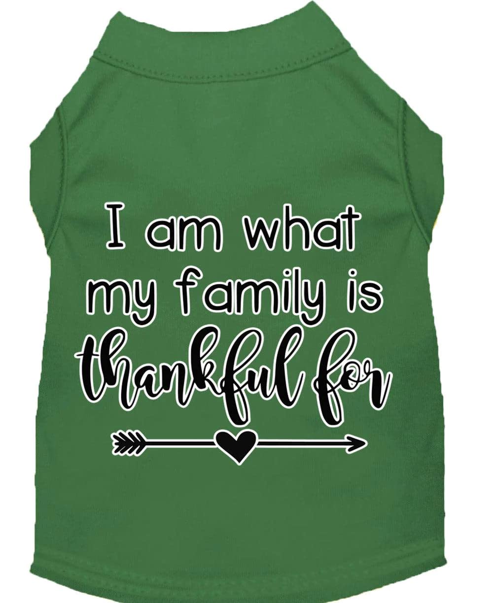 Pet Dog & Cat Shirt Screen Printed, "I Am What My Family Is Thankful For" Brown XS (0-3 lbs.)