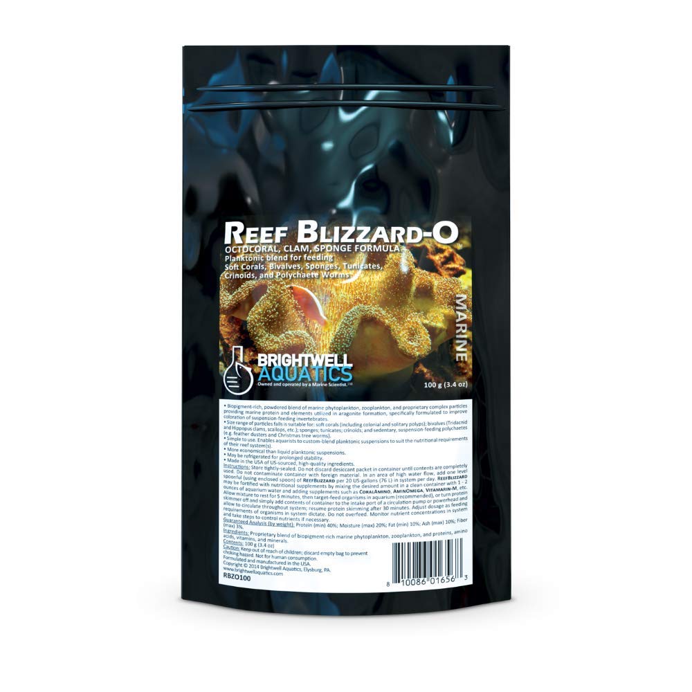 Brightwell Aquatics Reef Blizzard-O Powdered Planktonic Food Blend for Octocorals & Bivalves, 100g (RBZO100)