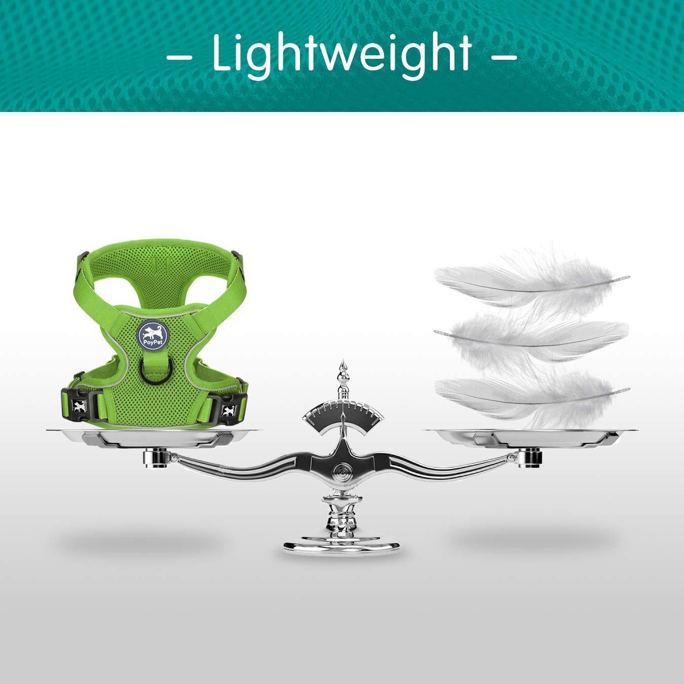 Poypet Reflective Soft Breathable Mesh Dog Harness Choke-Free Double Padded Vest With Adjustable Neck And Chest(Grass Green,L)