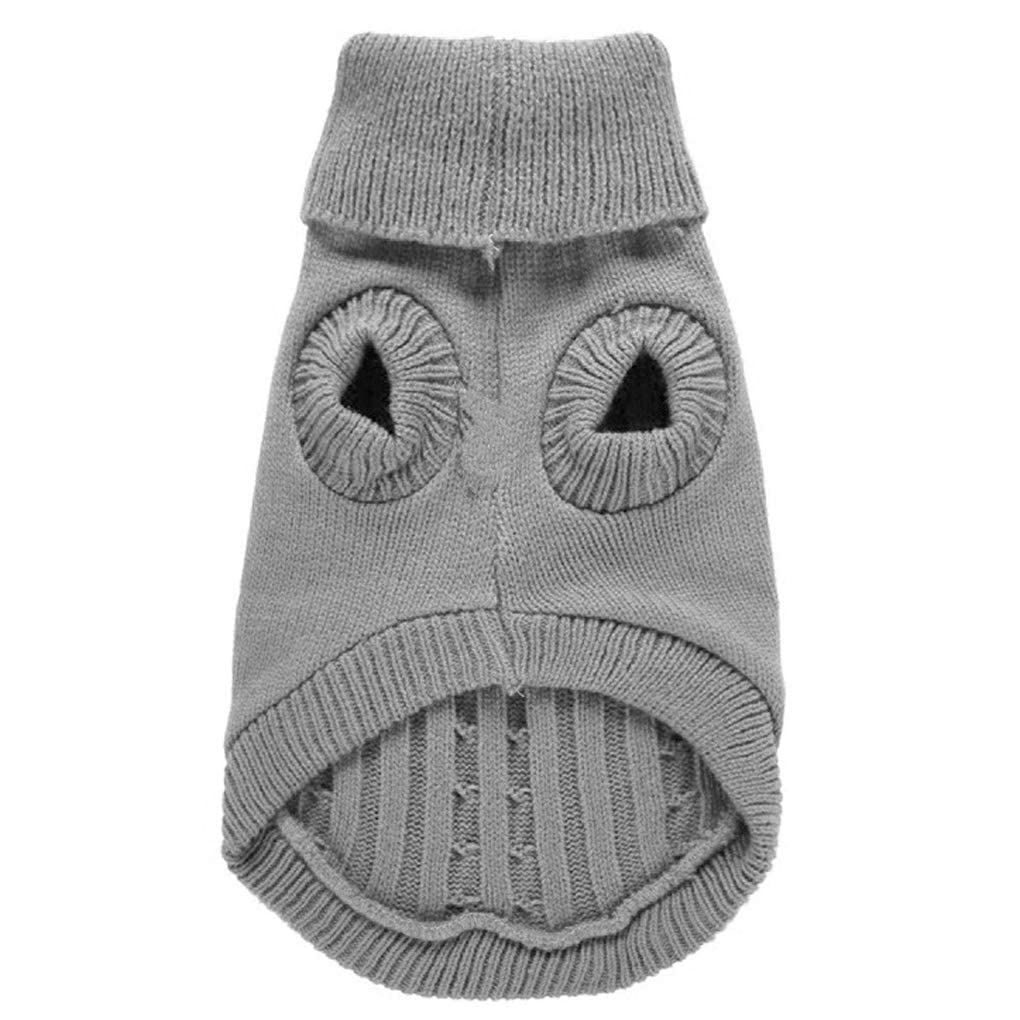 Chborchicen Small Dog Sweaters Knitted Pet Cat Sweater Warm Dog Sweatshirt Dog Winter Clothes Kitten Puppy Sweater (Large, Grey)