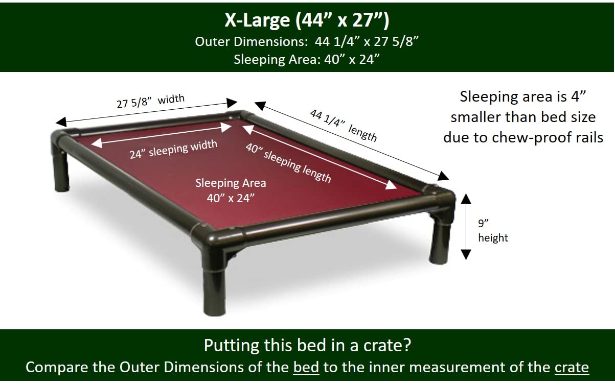 Kuranda Chewproof Dog Bed - Walnut PVC - 44'' x 27'' - Heavy Duty Vinyl - Burgundy