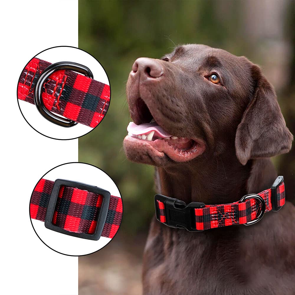 Rhea Rose Red Black Checkered Dog Collar Medium Size