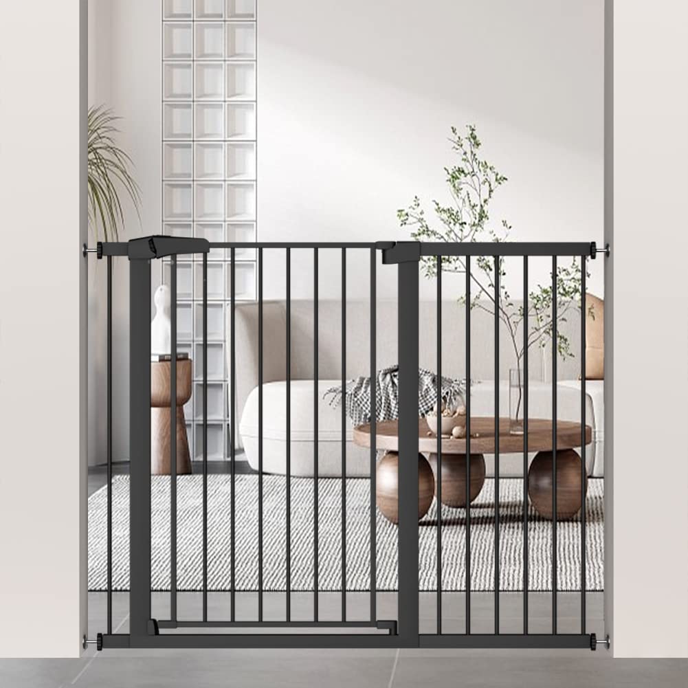 38.5' Extra Tall Pet Gate Pressure Mounted - Walk Through Baby Gates With Door For The House Stairs Doorways - Puppy Doggy Dog Gates Fence Child Safety Gate 48.82'-51.57' Wide