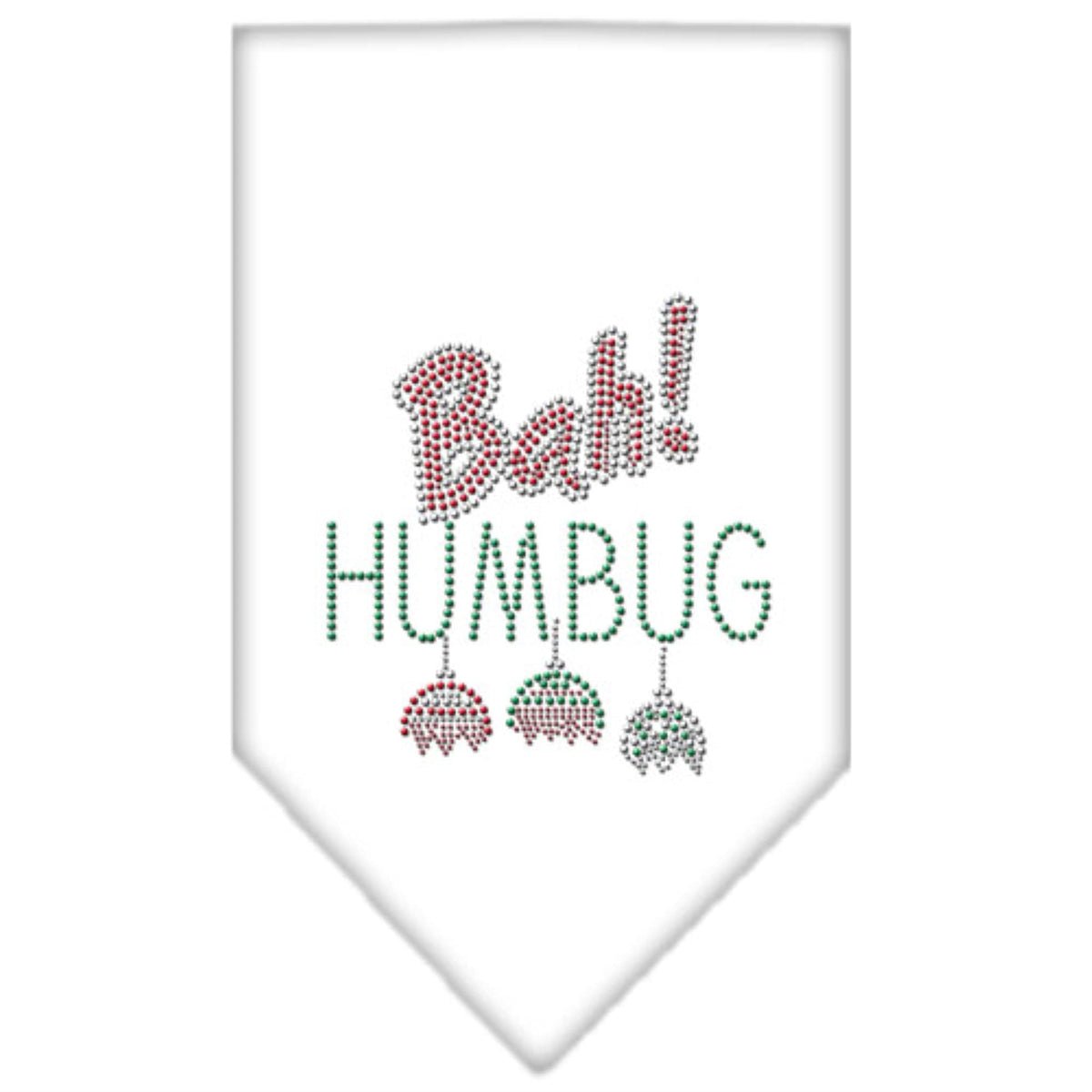 Christmas Pet and Dog Bandana Rhinestone, Bah Humbug White Large