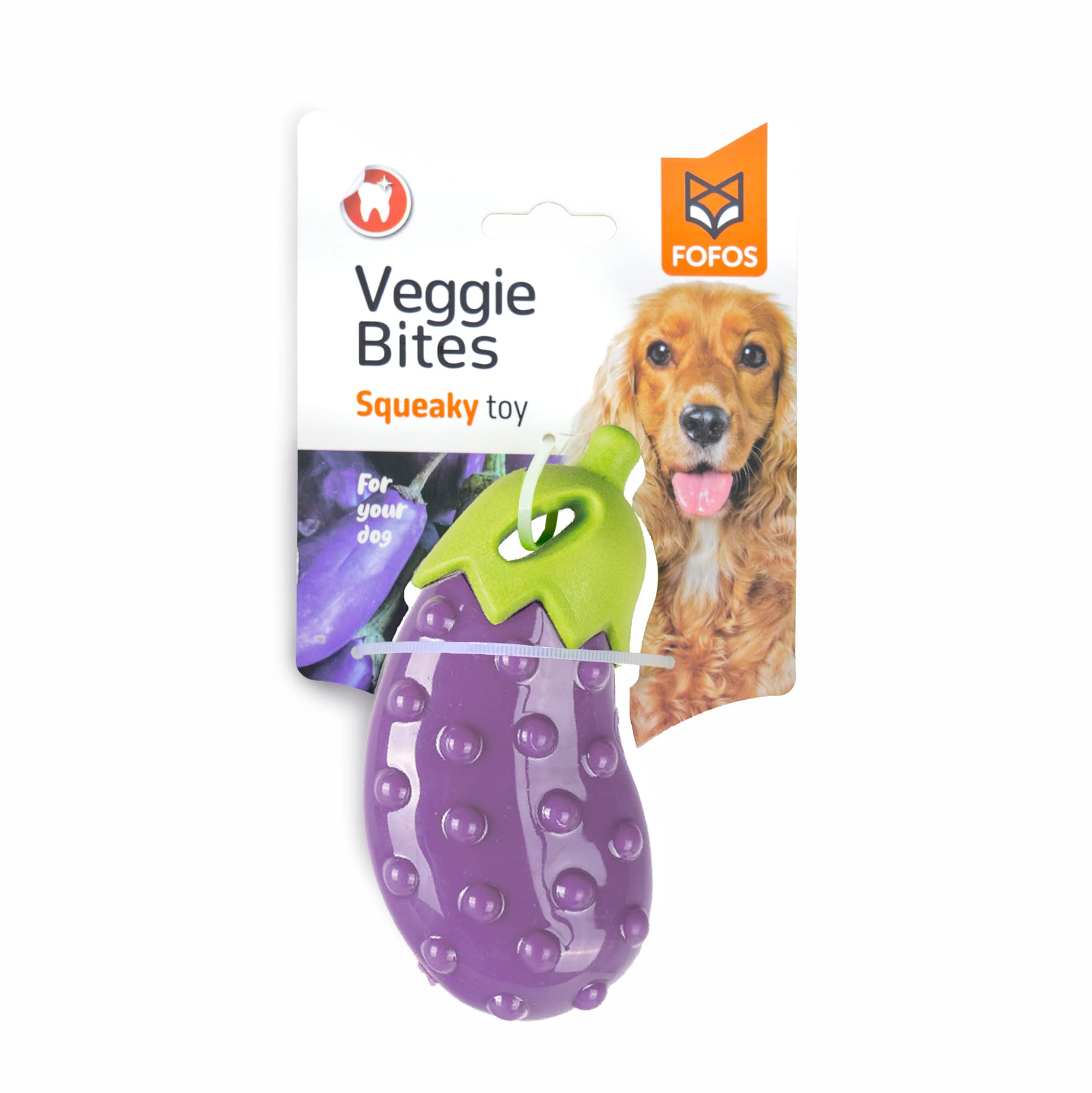 BarkButler x Fofos VegiBites Eggplant Loud Squeaky Dog Toy, Purple (S) | XSmallSmall Dogs (010kgs) | Good for Teeth & Gums |
