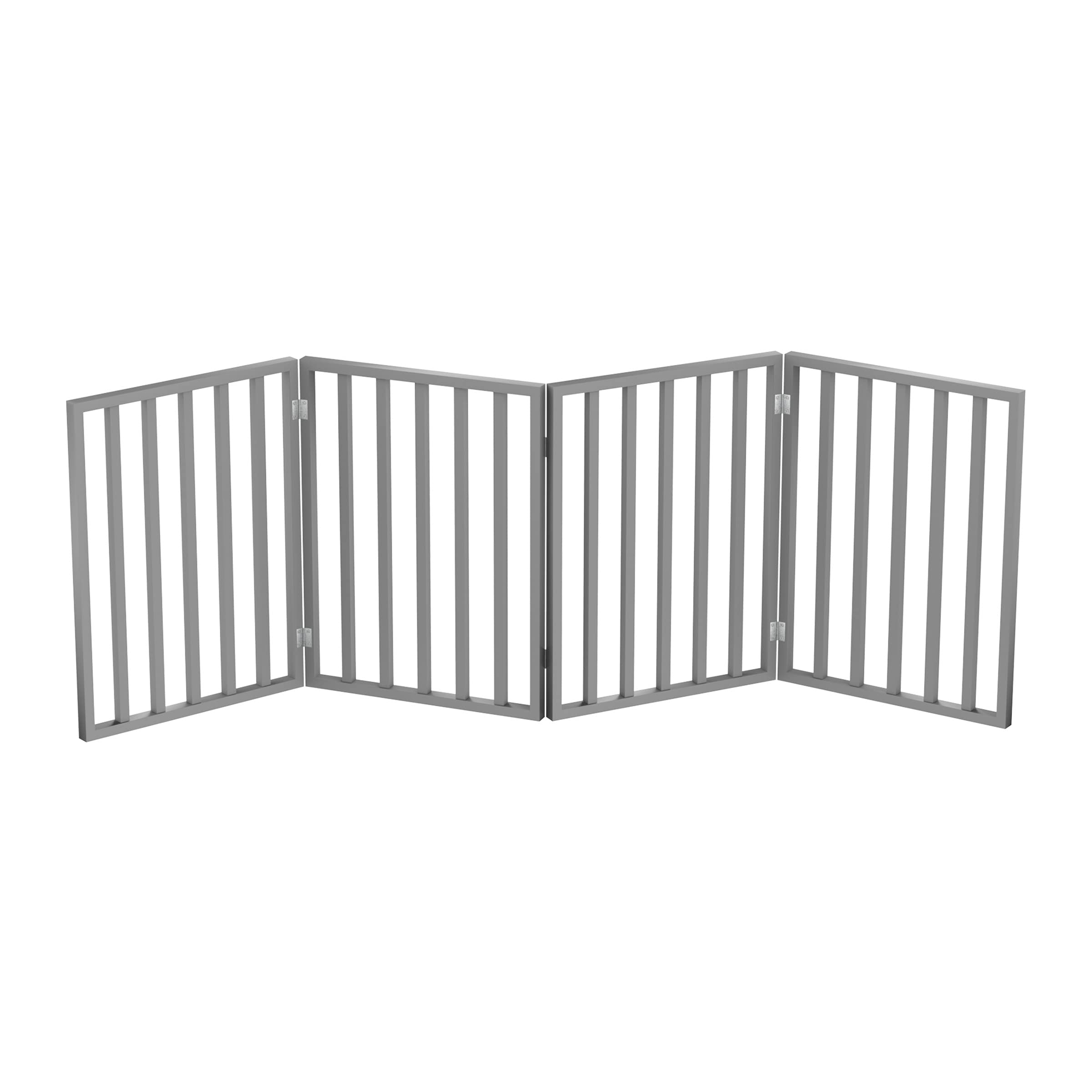 Pet Gate - 4-Panel Indoor Foldable Dog Fence For Stairs, Hallways, Or Doorways - 72X24-Inch Retractable Wood Freestanding Dog Gates By Petmaker (Gray)