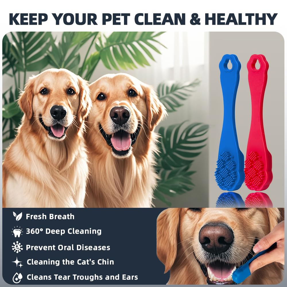 4Pcs Dog Bath Brush | Scrubber For Bath | Shampoo Brush | Toothbrush | Finger Toothbrush | Dog Shower/Washing Brush With Adjusta