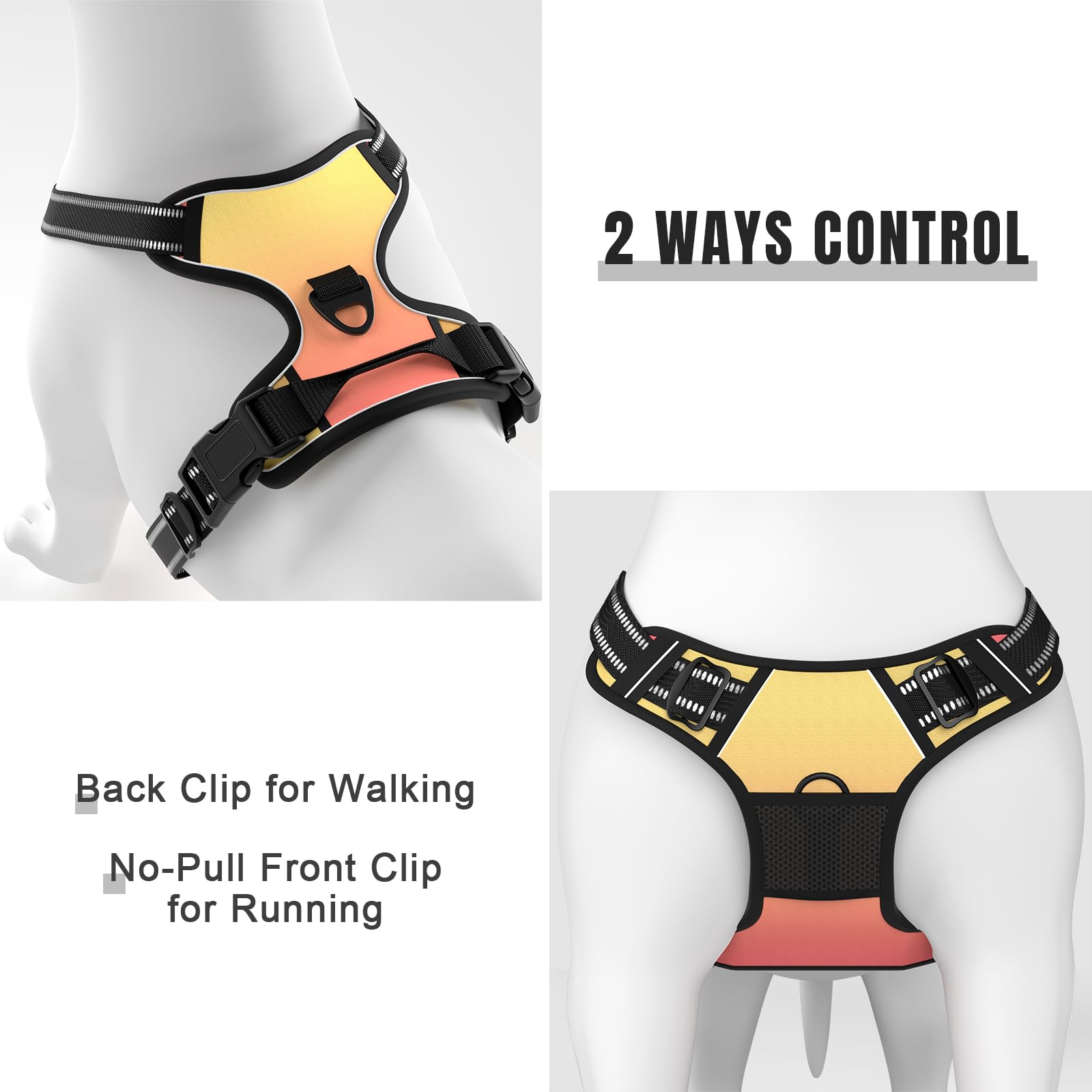 Rnivvi No Pull Dog Harness, Cute Reflective X-Large Sized Puppy Harness, Adjustable Soft Padded Vest for Large Dogs, Heavy Duty