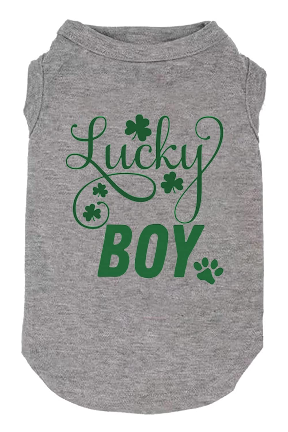 Dog Apparel Lucky Boy Letter Print Clover Shirts For Small Large Dog Vest Puppy Gift St Patrick'S Day Costume (X-Large, Grey01)