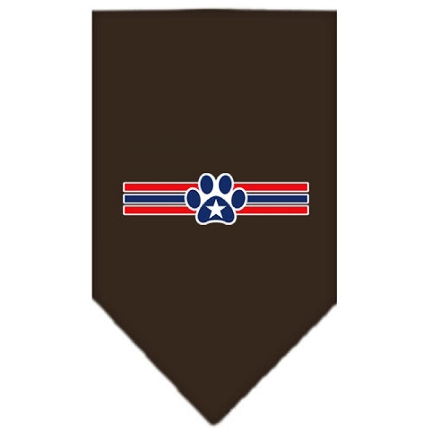 Pet and Dog Bandana Screen Printed, &quot;Patriotic Star Paw&quot; Cocoa Small