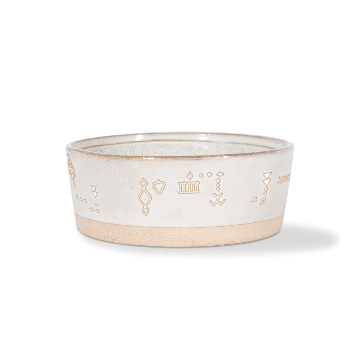 Fringe Studio Stoneware Pet Bowl With Tribal Marks, Medium, White (485002)