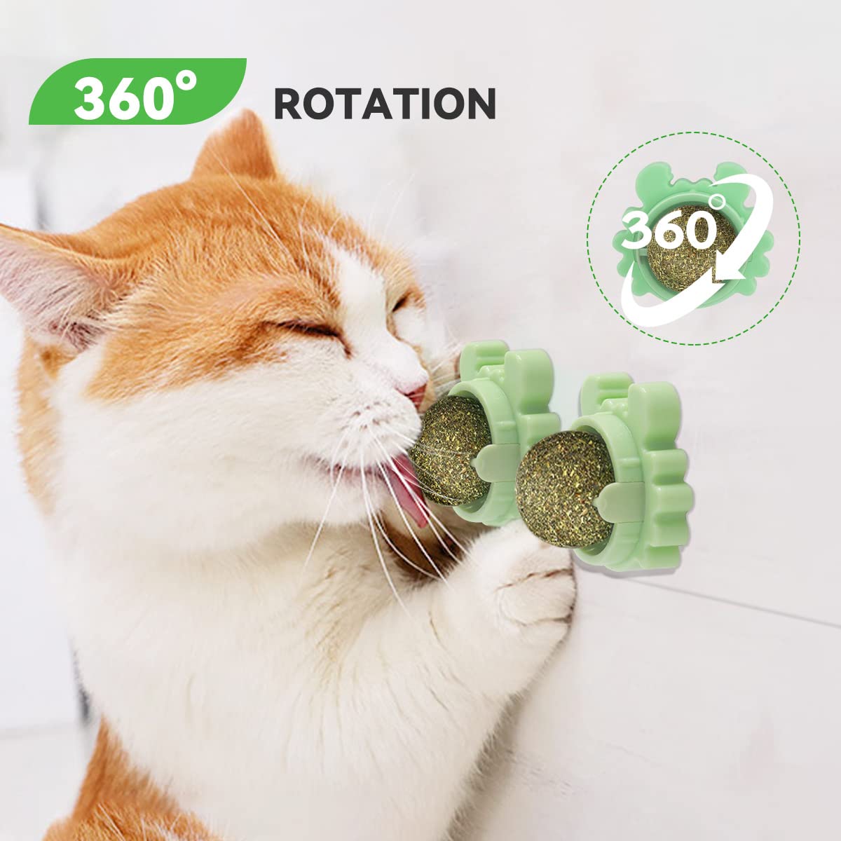 Aucenix Catnip Balls Toy For Cat, Wall Catnip Roller For Cat Licking, Teeth Cleaning Dental Edible Kitten Toy, Natural Rotating Crab Cat Toy (Green)